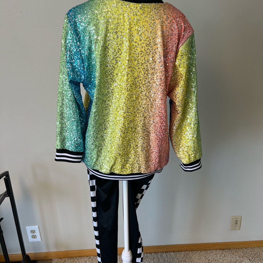 Weissman Adult Medium Dance costume; rainbow jacket and checkered pants